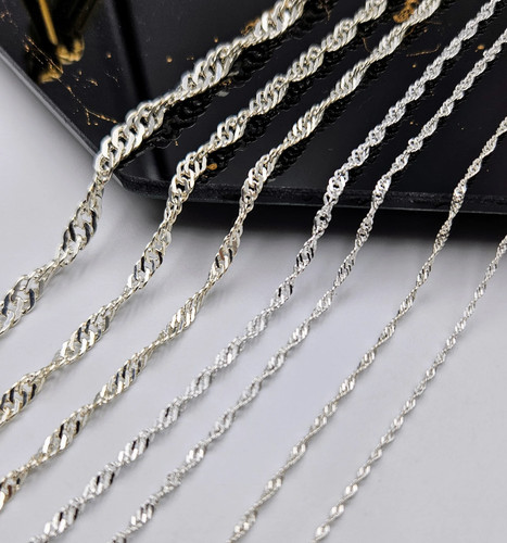 925 Sterling Silver Singapore Rope Chain Necklace – 1.5mm–3.5mm – All Sizes – Made in Italy