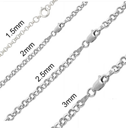 Round Rolo Necklace Real Solid 925 Sterling Silver Chain 1mm - 3mm Made In Italy