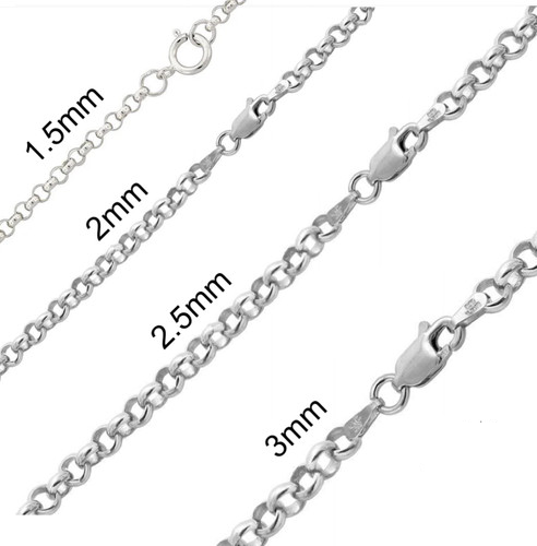 Round Rolo Necklace Real Solid 925 Sterling Silver Chain 1mm - 3mm Made In Italy